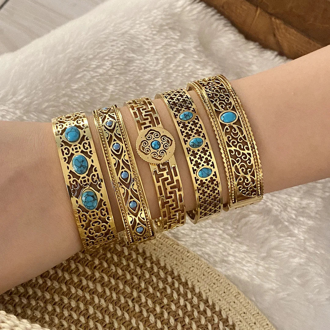 Vintage Retro Stainless Steel Electroplating Bangles