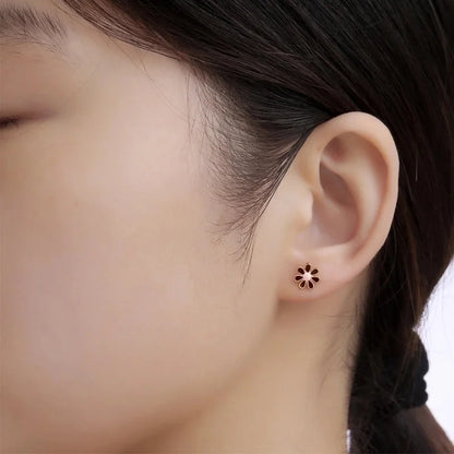 Minimalist Flower 304 Stainless Steel No Inlaid Earrings Ear Studs