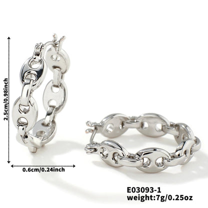 2 Pieces Glam Minimalist Shiny Geometric Inlay Copper Zircon K Gold Plated Earrings