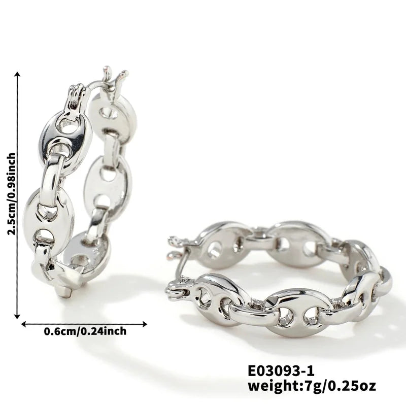 2 Pieces Glam Minimalist Shiny Geometric Inlay Copper Zircon K Gold Plated Earrings