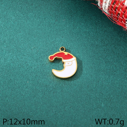 Christmas Elements Series Diy Accessories Stainless Steel Elk Santa Claus Snowflake Gloves Pendant