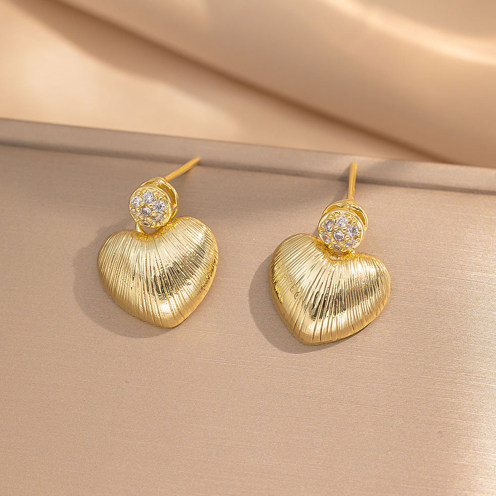 2 Pieces Moderate Luxury Flower Copper Diamond Inlay Stud Earrings