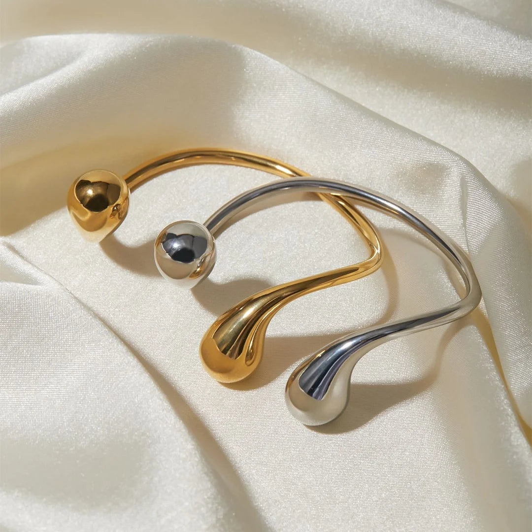 Cute & Edgy Round Titanium Steel 18K Gold Plated Bangles