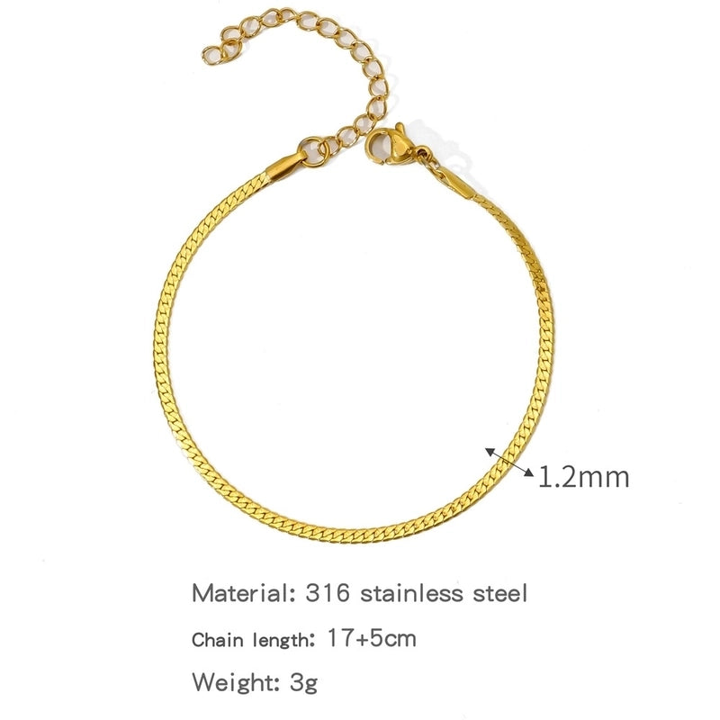 Minimalist Classic Style Geometric 304 Stainless Steel Cable Chain Snake Chain Bracelets In Bulk