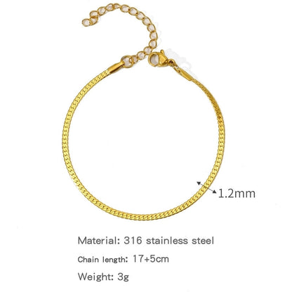 Minimalist Classic Style Geometric 304 Stainless Steel Cable Chain Snake Chain Bracelets In Bulk