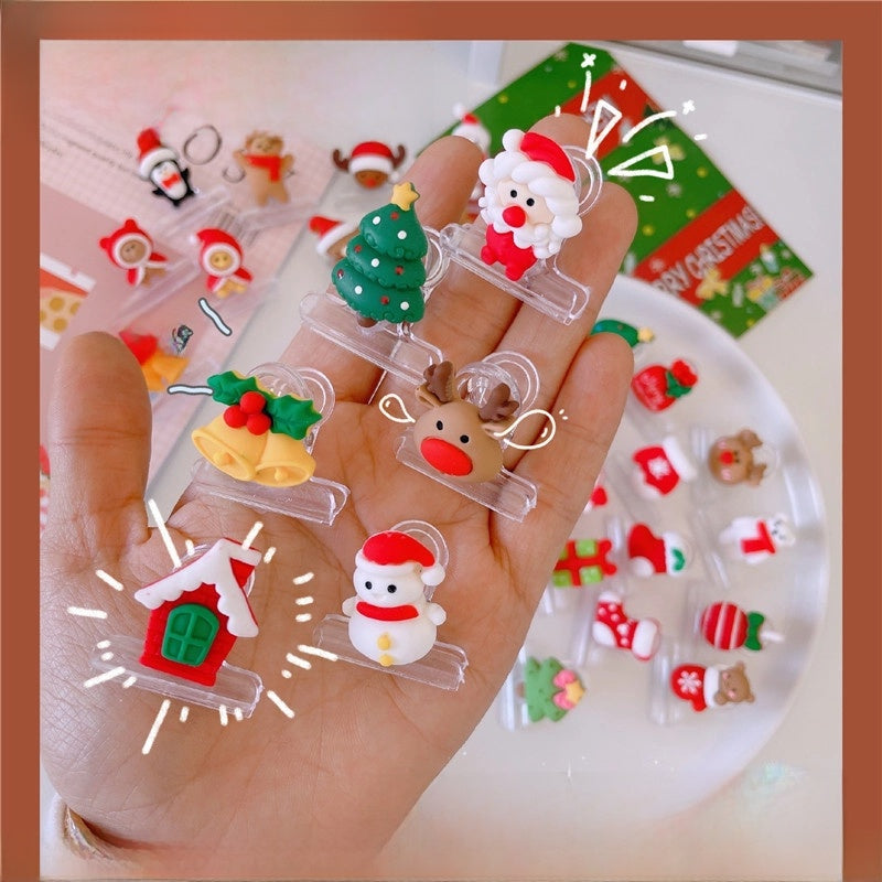 Creative Storage Pp Cartoon Cute Christmas Plastic Clip Style Random