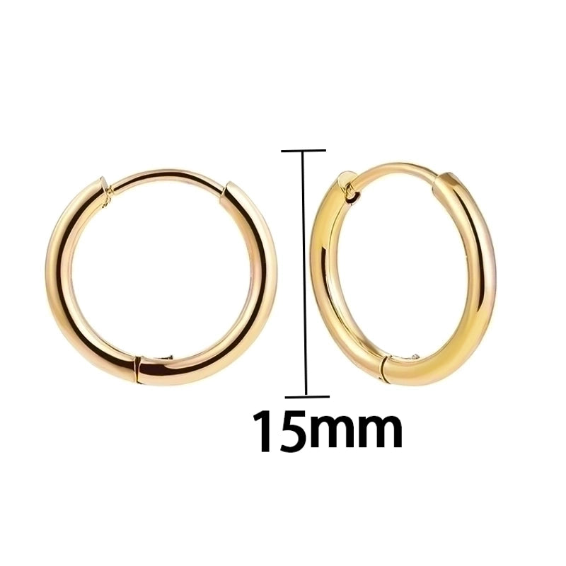 1 Pair Minimalist Solid Color Plating Stainless Steel Hoop Earrings