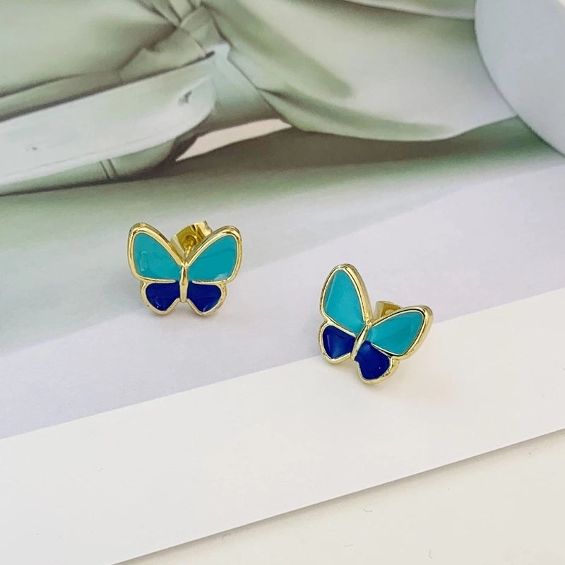 1 Pair Minimalist Butterfly 304 Stainless Steel 18K Gold Plated Ear Studs