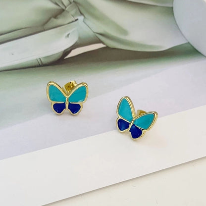 1 Pair Minimalist Butterfly 304 Stainless Steel 18K Gold Plated Ear Studs