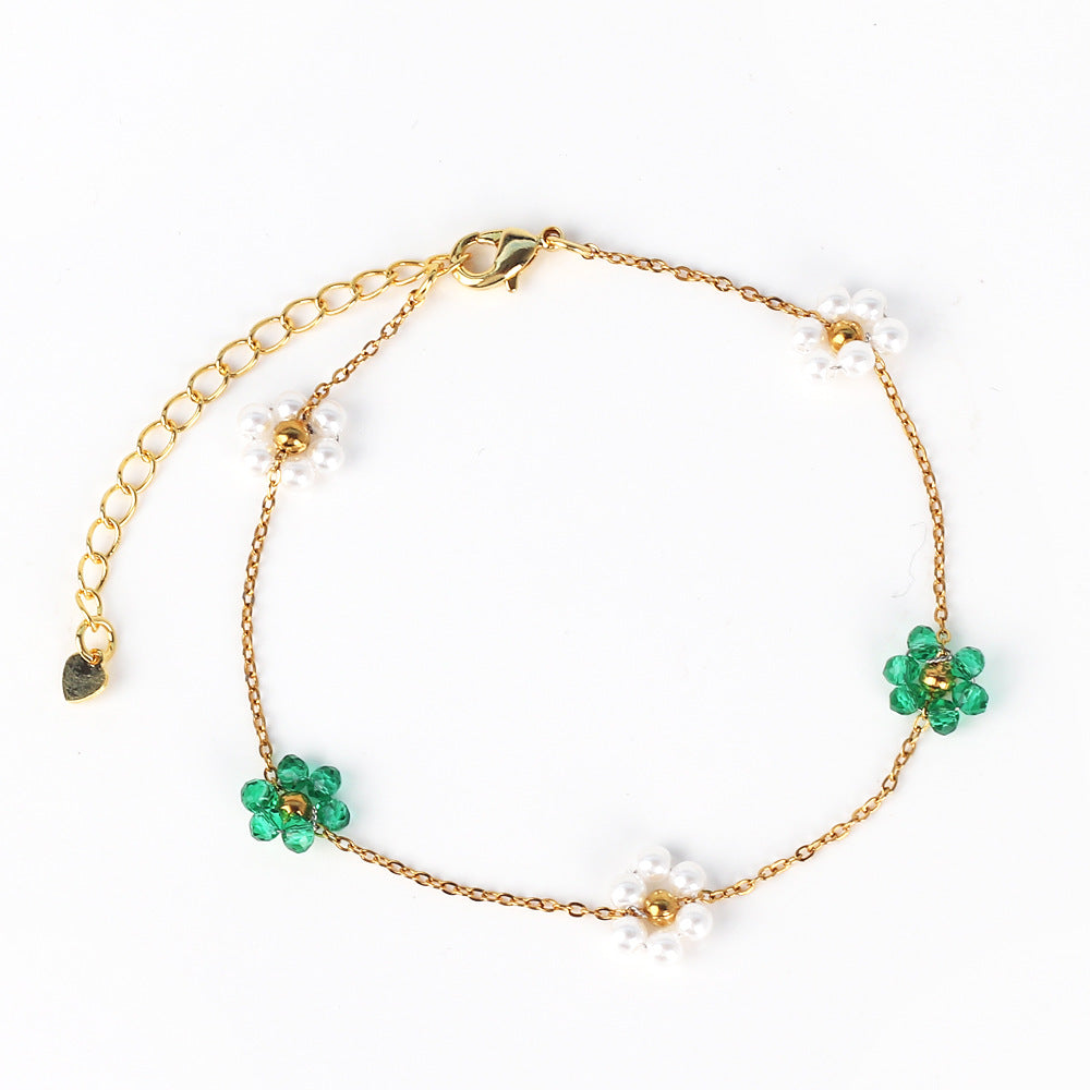 Moderate Luxury Little Daisy Flower Rose Petal Flower Copper Diamond Inlay Stud Earrings