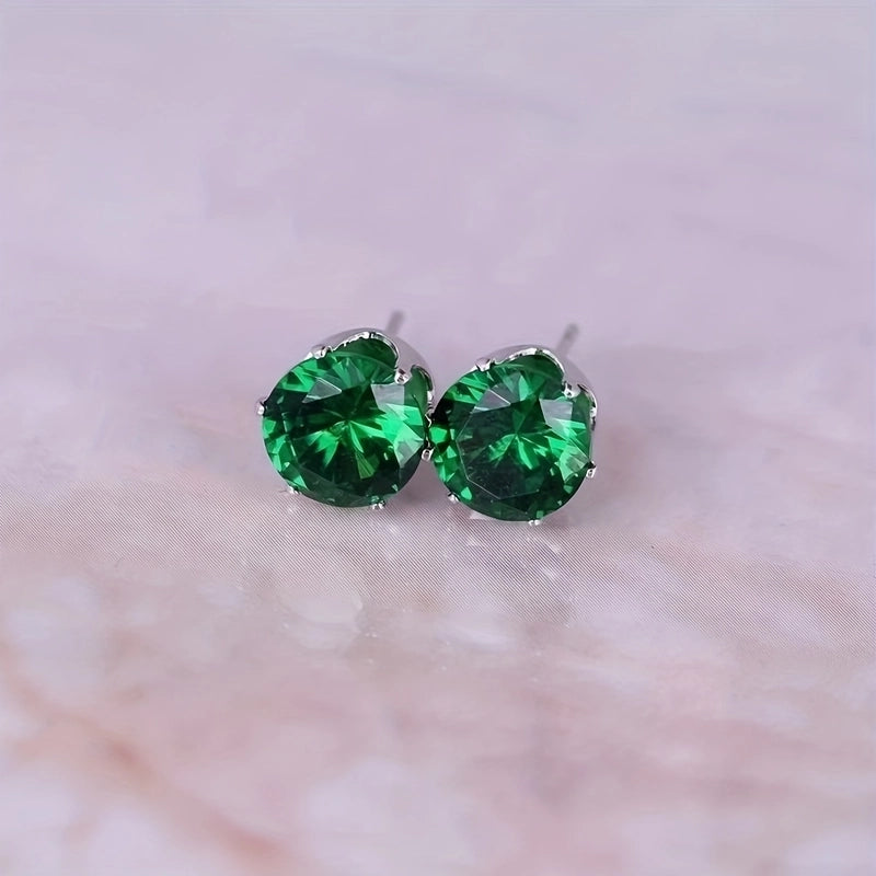 1 Pair Minimalist Round Inlay 304 Stainless Steel Zircon Stainless Steel Earrings