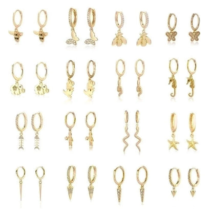 1 Pair Streetwear Devil\'s Eye Heart Shape Butterfly Plating Inlay Copper Zircon Drop Earrings