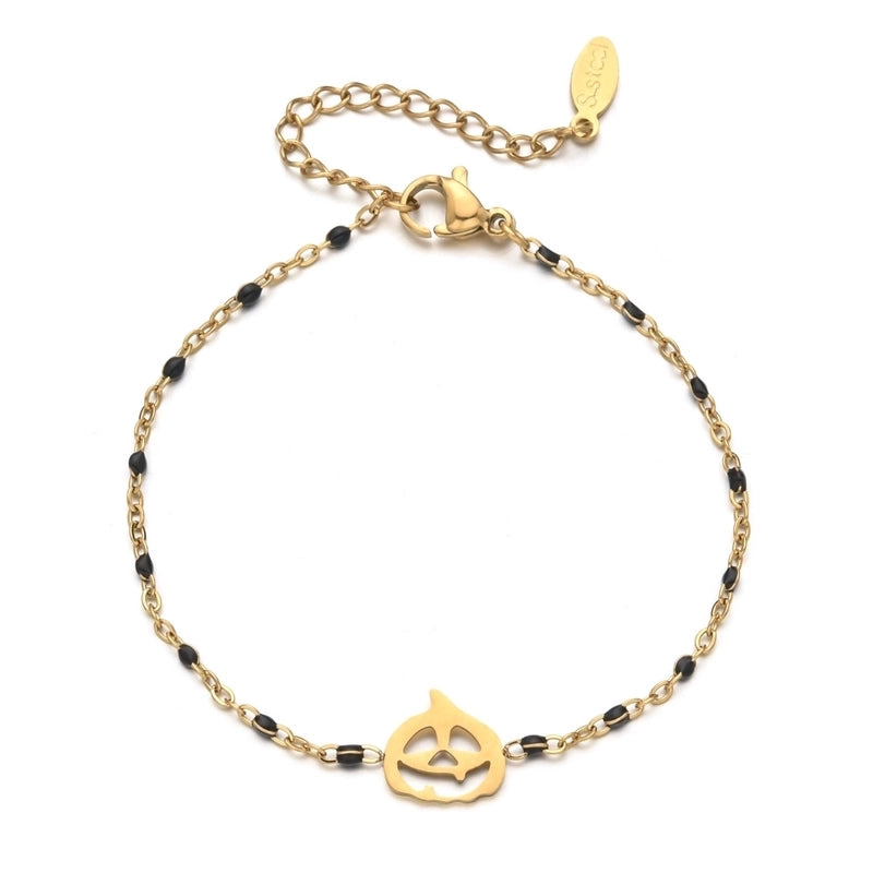 Cool Style Pumpkin Stainless Steel Plating Hollow Out Bracelets