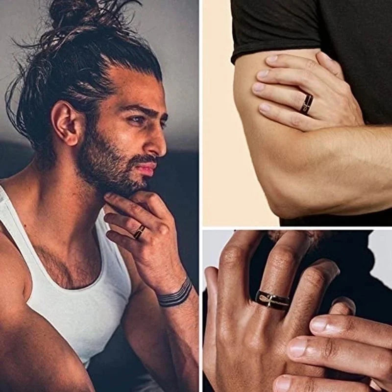 Casual Minimalist Cross Stainless Steel Plating Hollow Out Rings