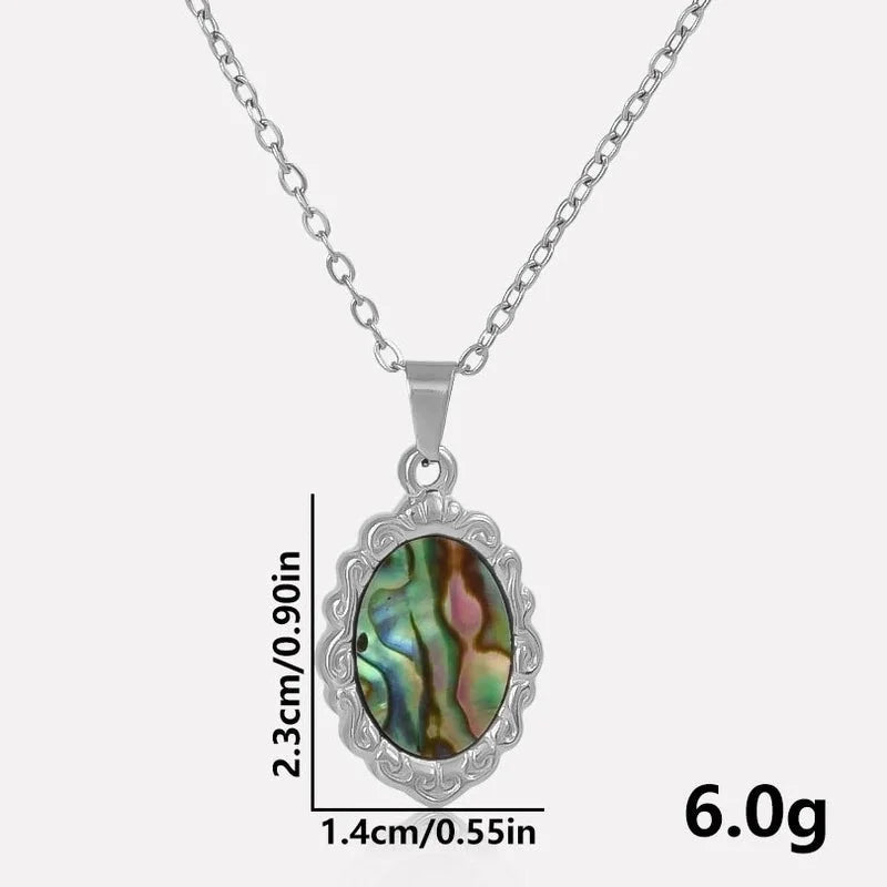 Vintage Style Classic Style Oval 304 Stainless Steel Shell Abalone Shell 18K Gold Plated Irregular Plating Pendant Necklace