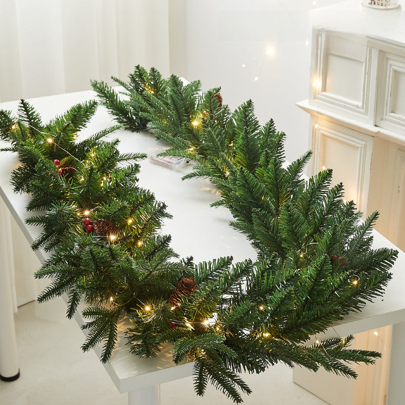 Christmas Pe Encrypted White Flocked Ribbon Decoration Christmas Vine Hotel Mall Window Storefront Scene Arrangement Hanging