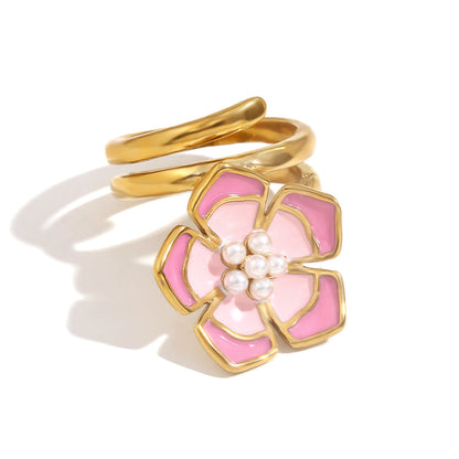 Fashion Petal Geometric Flower Stainless Steel Electroplating Necklaces