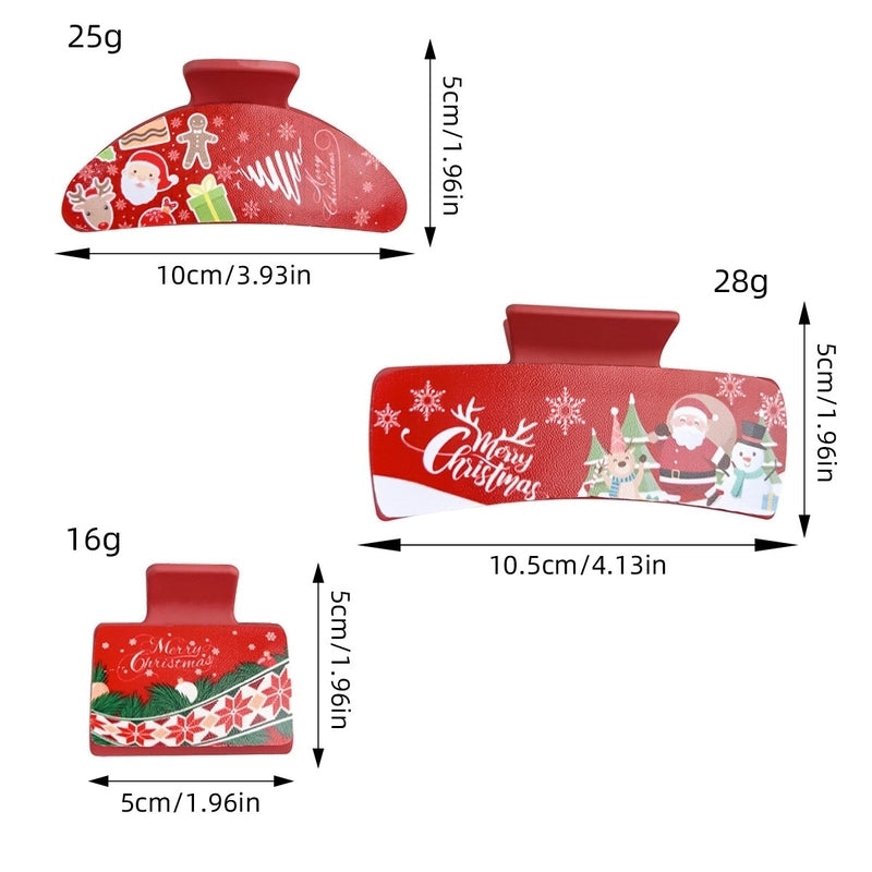 Christmas Cute Women's Christmas Tree Santa Claus Elk Plastic Hair Claws