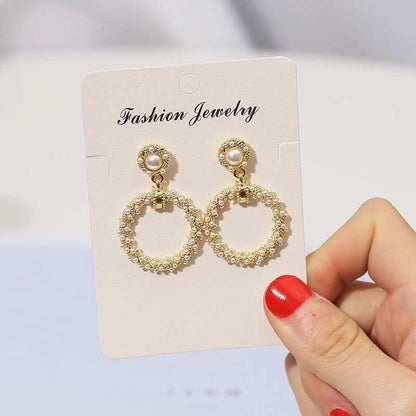1 Pair Fashion Flower Butterfly Bow Knot Inlay Alloy Artificial Pearls Rhinestones Shell Earrings