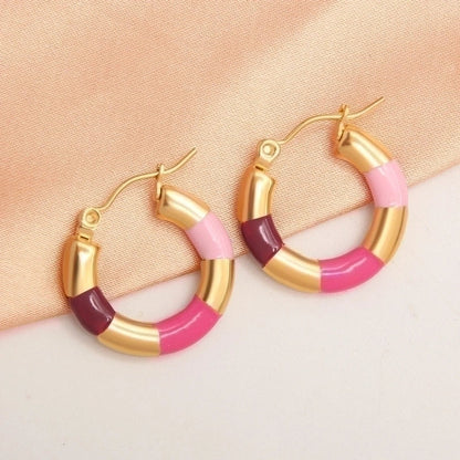 1 Pair IG Style Minimalist Round Plating 304 Stainless Steel Gold Plated Earrings