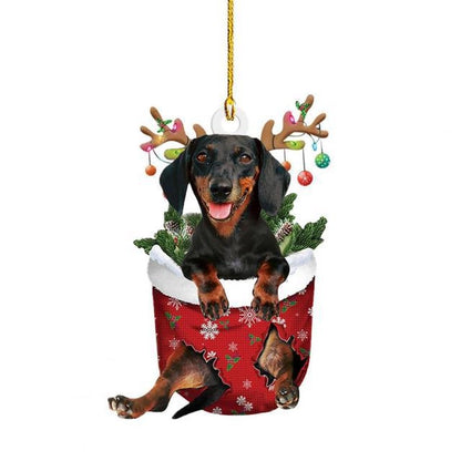 Cross-border Christmas Pendant Hanging Ornaments With Lanyard Christmas Tree Pendant Dachshund House Pendant Home Decorations