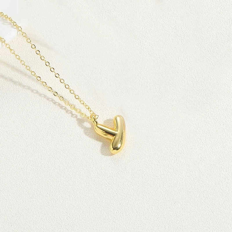 Copper 14K Gold Plated Minimalist Letter Pendant Necklace