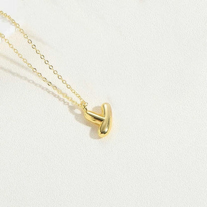 Copper 14K Gold Plated Minimalist Letter Pendant Necklace