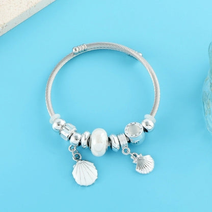 Elegant Luxurious Heart Shape 304 Stainless Steel White Gold Plated Crystal Zircon Bangle In Bulk