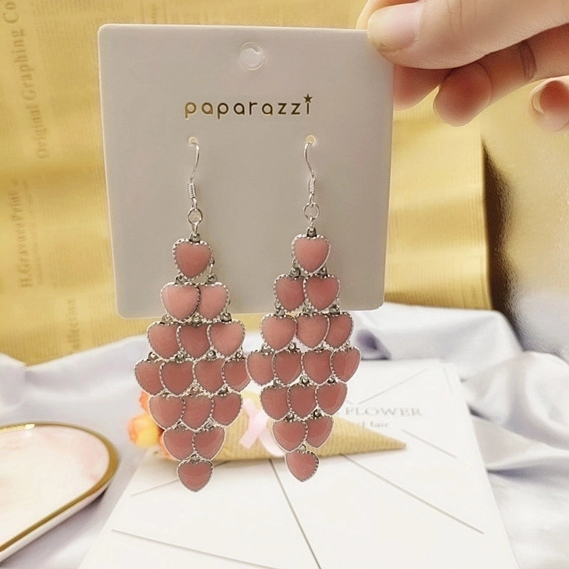 2 Pieces Elegant Star Tassel Heart Shape Inlay Alloy Artificial Pearls Rhinestones Glass Earrings