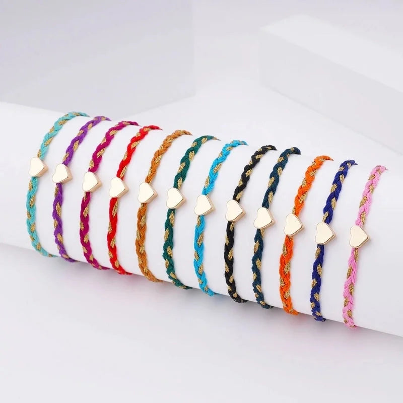 Cotton Rope Copper Minimalist Classic Style Commute Heart Shape Drawstring Bracelets