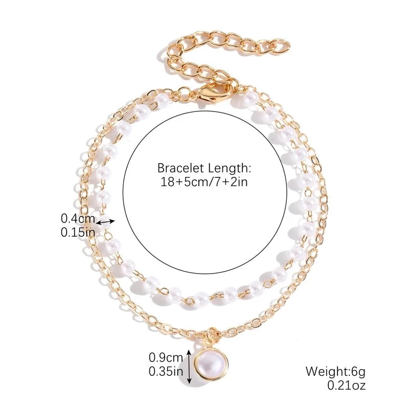 Fashion Geometric Heart Shape Imitation Pearl Alloy Plating Women\'s Bracelets