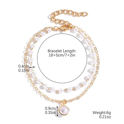 Fashion Geometric Heart Shape Imitation Pearl Alloy Plating Women\'s Bracelets