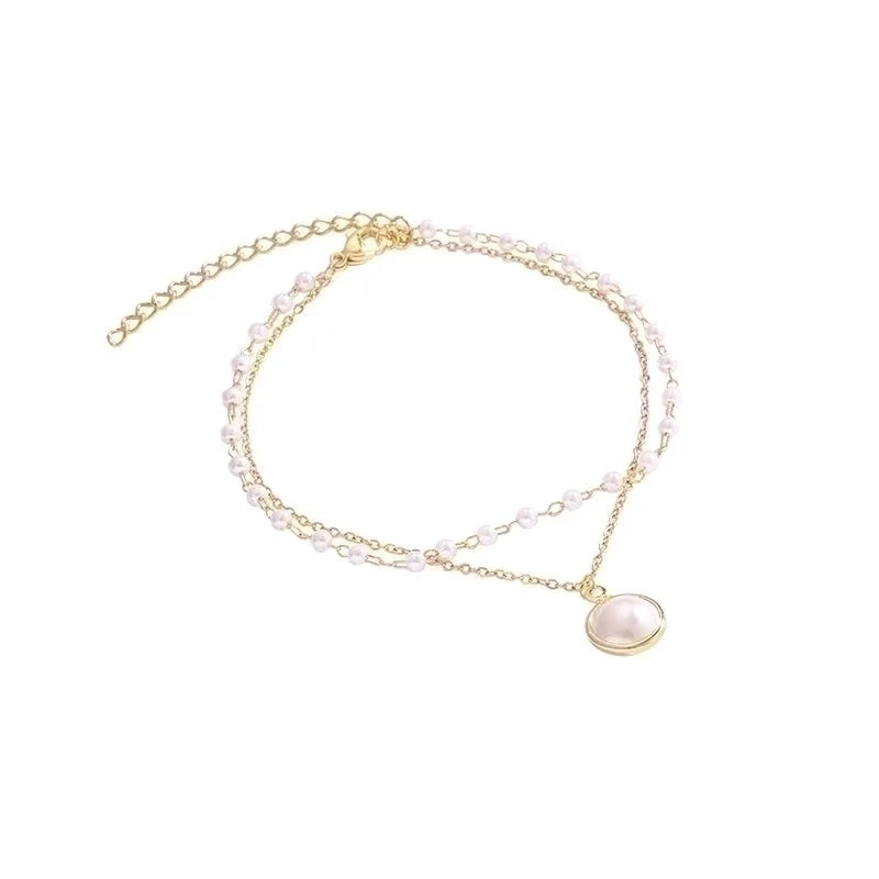 Fashion Heart Shape Copper Pearl Inlay Artificial Gemstones Bracelets 1 Piece