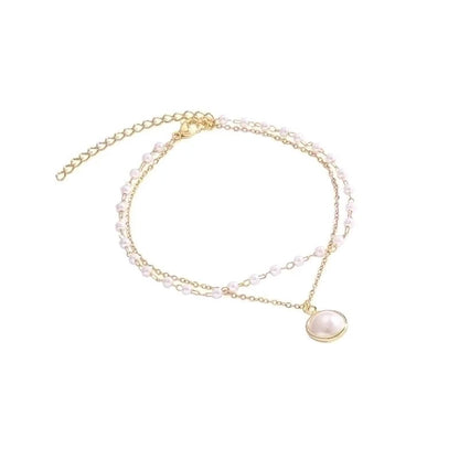 Fashion Heart Shape Copper Pearl Inlay Artificial Gemstones Bracelets 1 Piece