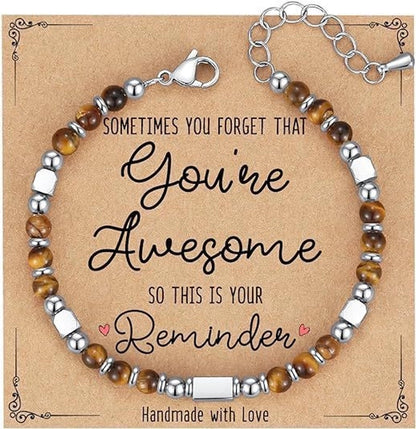 Minimalist Classic Style Round 304 Stainless Steel Natural Stone Bracelets In Bulk