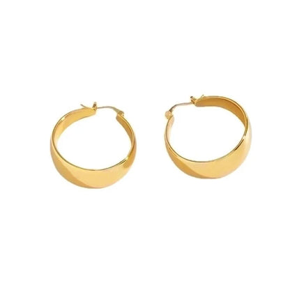 1 Pair Fashion Solid Color Plating 201 Stainless Steel 18K Gold Plated Hoop Earrings