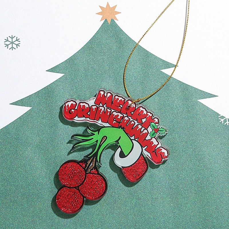 Cute Grinch Arylic Christmas Bag Pendant