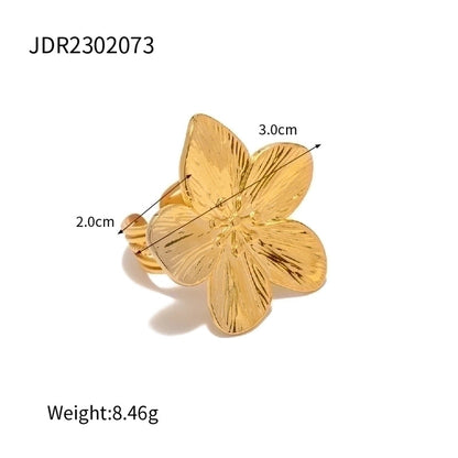 INS Style Flower Butterfly 304 Stainless Steel Turquoise 18K Gold Plated Plating Inlay Rings Earrings