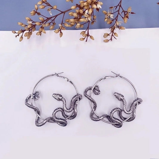 1 Pair Gothic Retro Snake Plating Alloy Gold Plated Silver Plated Hoop Earrings