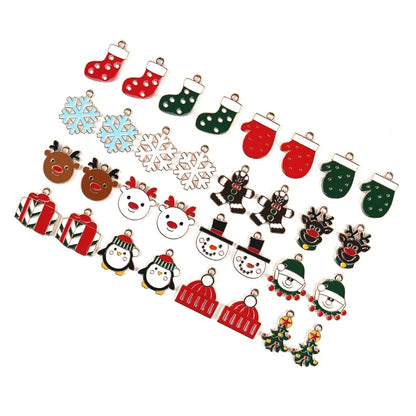 10 PCS/Package Zinc Alloy Christmas Hat Christmas Socks Pendant Jewelry Accessories