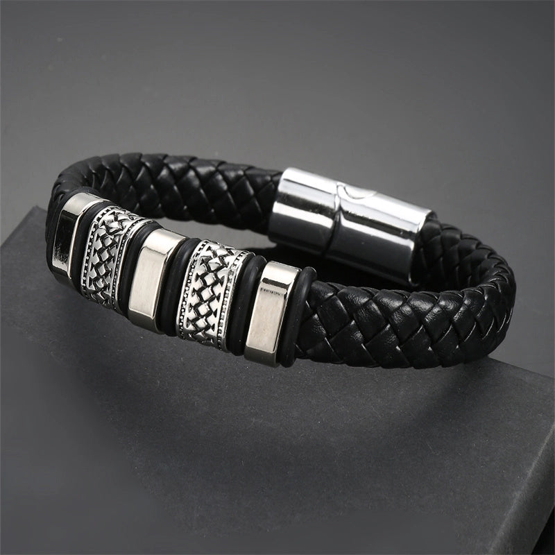 Casual Punk Cool Style Leaf Skull Pu Leather Alloy Halloween Men's Bracelets