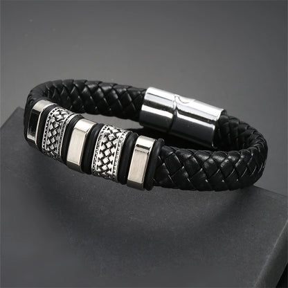 Casual Punk Cool Style Leaf Skull Pu Leather Alloy Halloween Men's Bracelets
