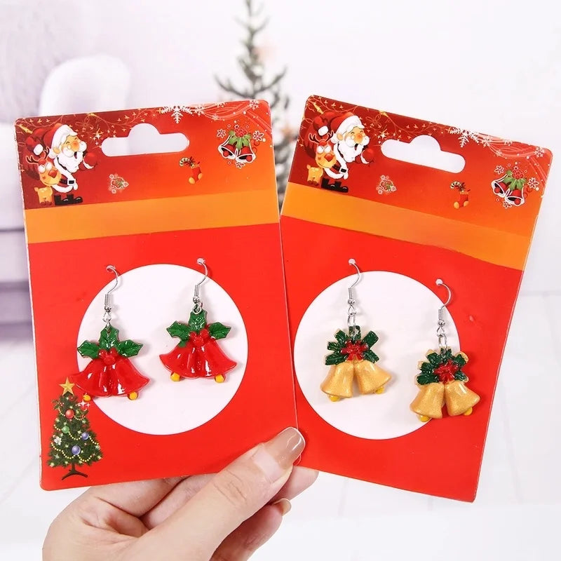 Christmas Fashion Christmas Tree Santa Claus Snowman Alloy Plastic Party Costume Props Earrings