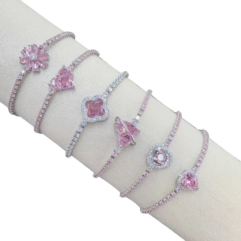 Sweet Heart Shape Flower Butterfly Copper Inlay Zircon Bracelets