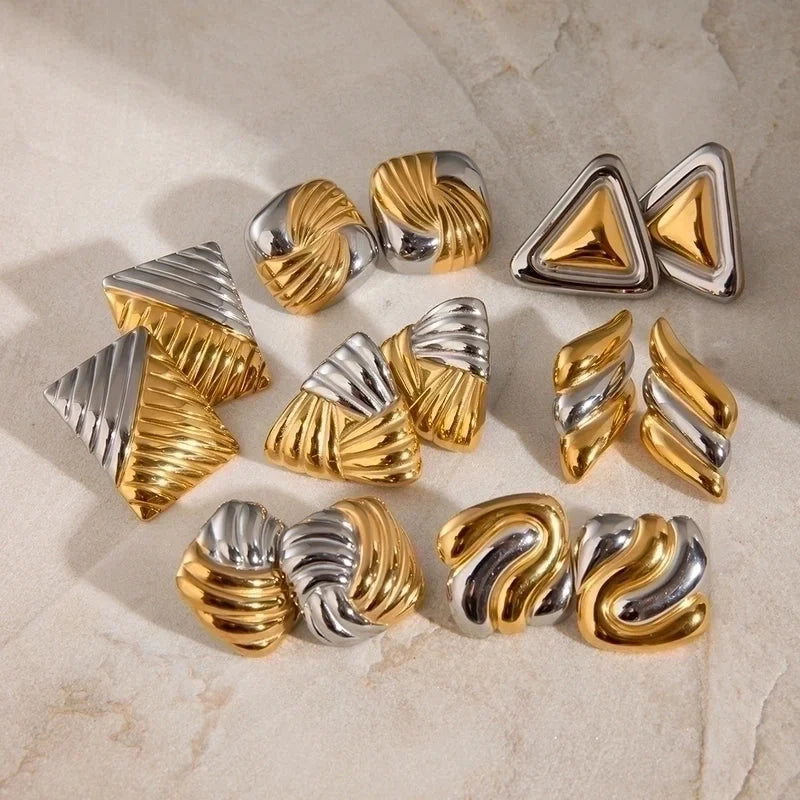 1 Pair Elegant Minimalist Classic Style Geometric Mixed Color Plating 304 Stainless Steel Ear Studs