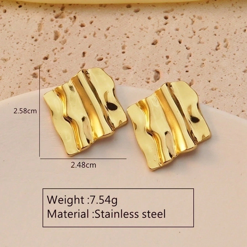 1 Pair Modern Style Geometric Flower Stamping 304 Stainless Steel Imitation Gold Drop Earrings Ear Studs