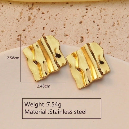 1 Pair Modern Style Geometric Flower Stamping 304 Stainless Steel Imitation Gold Drop Earrings Ear Studs