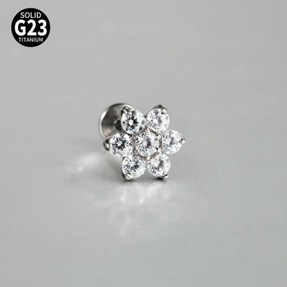 2 Pieces 3 Pieces Lip Rings Casual Elegant Vacation Triangle Flower G23 Titanium Zircon Zircon 18K Gold Plated Lip Rings Ear Cartilage Rings & Studs