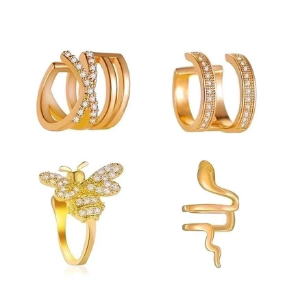 1 Piece Minimalist Commute Geometric Inlay Copper Zircon Ear Cuffs