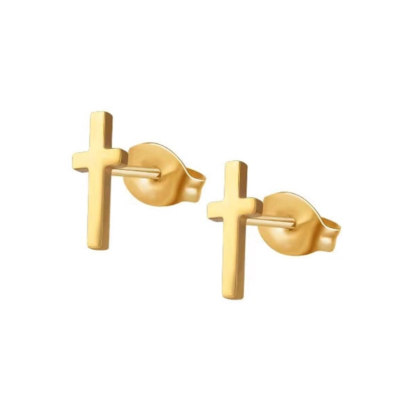1 Pair Minimalist Pentagram Square Moon Inlay 304 Stainless Steel Pearl 18K Gold Plated Stainless Steel Earrings